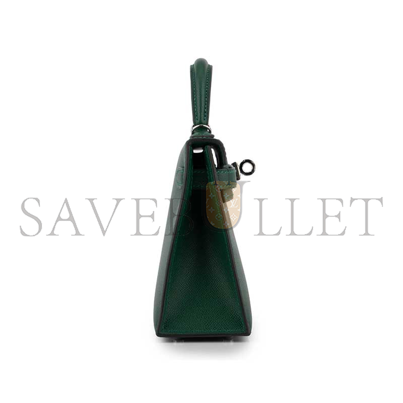 H**me5 mini kelly ii epsom vert foncÉ palladium hardware (19*12*5.5cm)